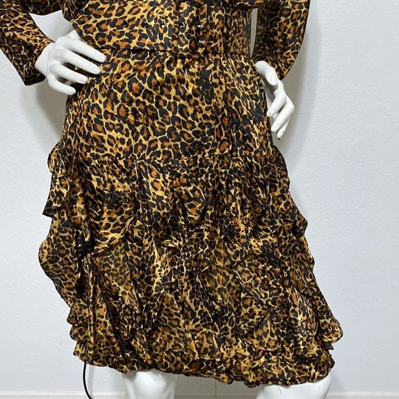 St. Gillian Leopard Print 100% Silk Knee-Length High Neck Dress Size 8 Petite - Picture 3 of 8
